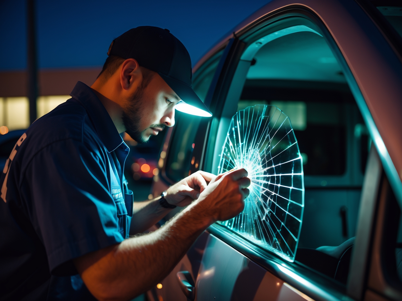 Mobile Auto Glass Service Dallas Fort Worth expert technician repairing windshield
