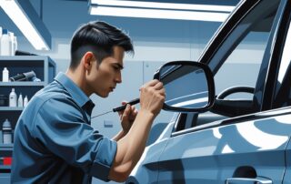 Broken side mirror repair on a white car in Richardson TX