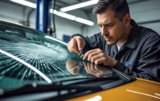 Cracked Auto Glass Repair Richardson TX technician fixing windshield