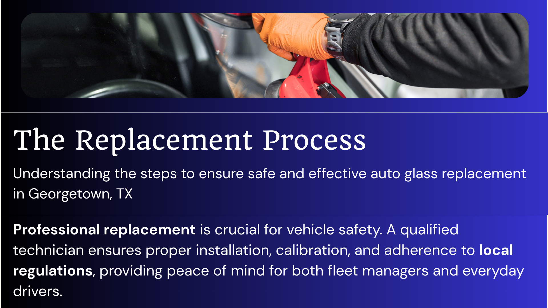 Mobile auto glass replacement service truck parked in Georgetown, Texas residential area