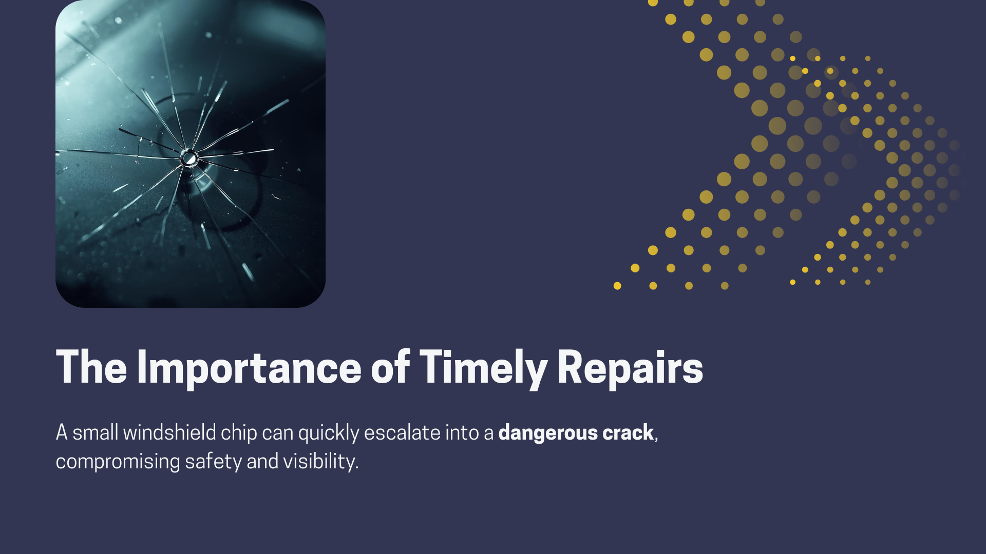 Windshield crack near ADAS sensor requiring Auto Glass Repair and Replacement Services Guide