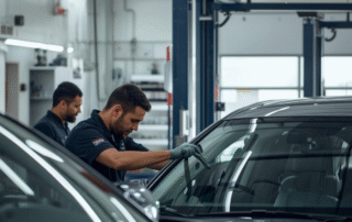 Auto Glass Repair and Replacement Services Guide - Professional Technician Fixing Windshield