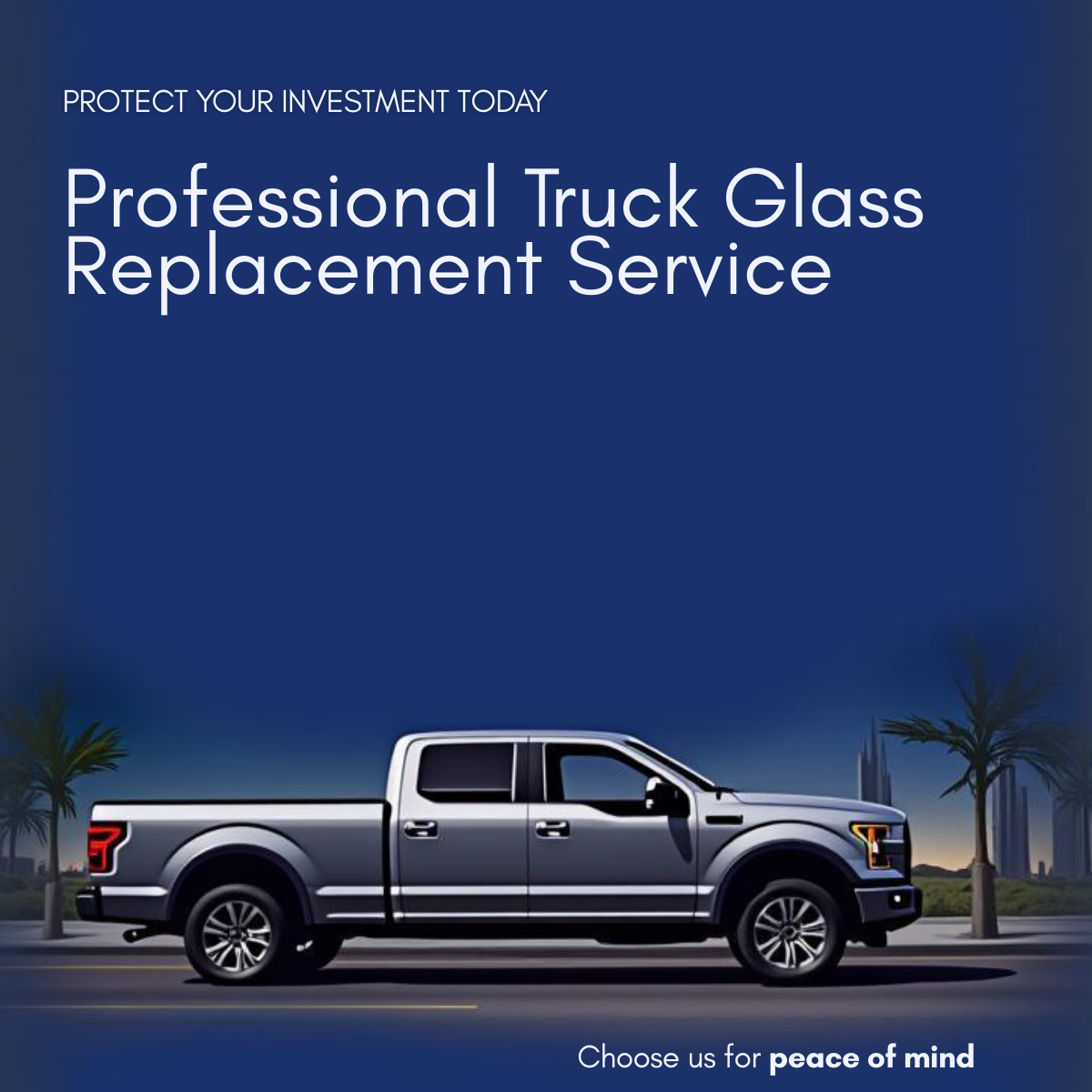 Completed pickup truck windshield replacement Georgetown TX showing flawless glass installation