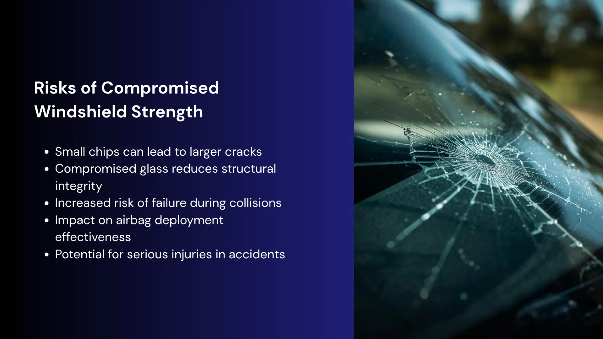 Common Types of Auto Glass Damage and Solutions: star break and crack patterns on windshield