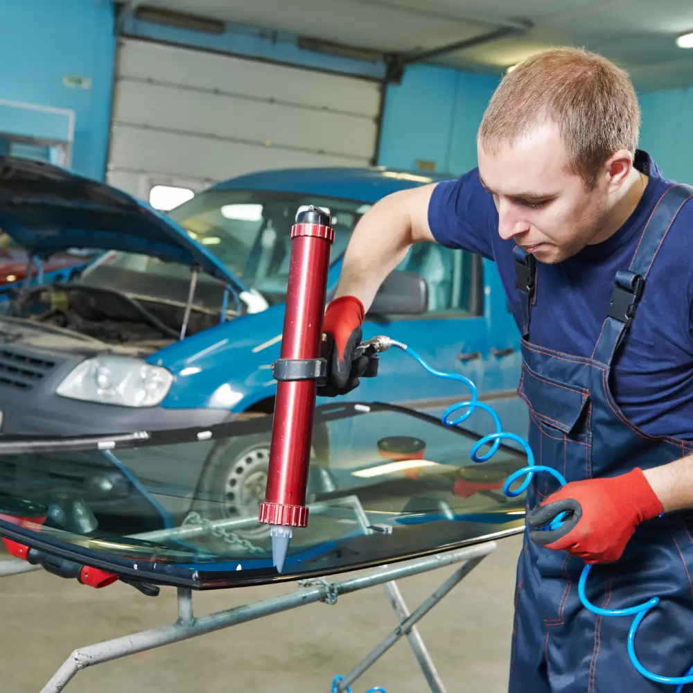 Technician Performing Work Based on Top Criteria for Evaluating Auto Glass Repair