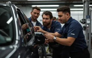Costs to Fix a Car Window showing windshield repair process