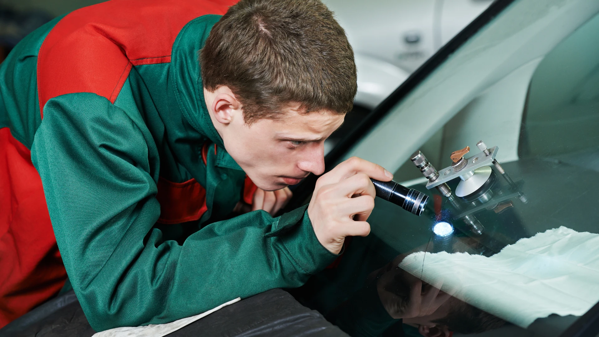 Expert Auto Car Glass Repair: Restore Clarity & Safety Fast 2 Auto car glass repair technician injecting resin into a windshield chip