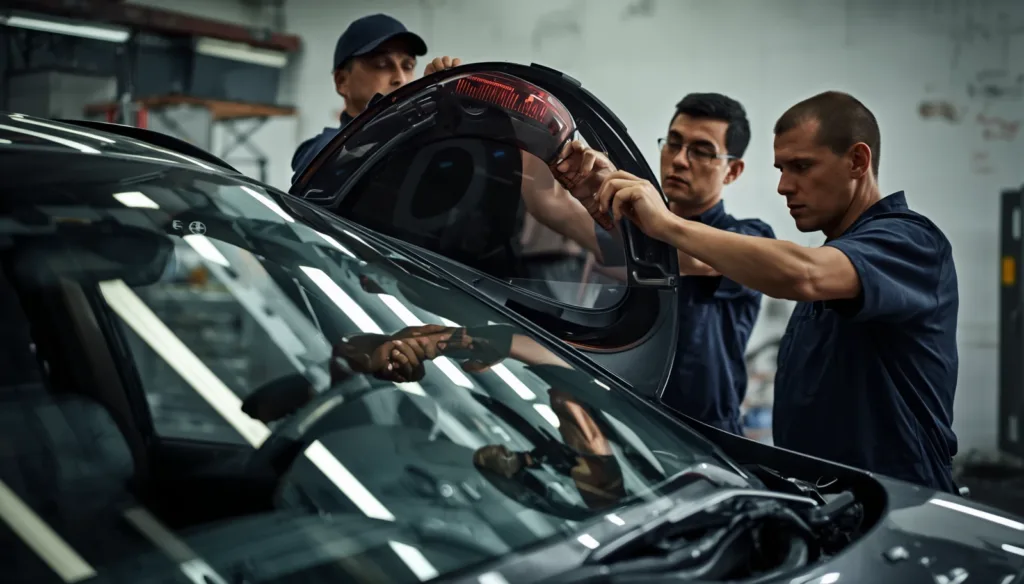 windshield replacement process step by step by Discount Auto Glass technician