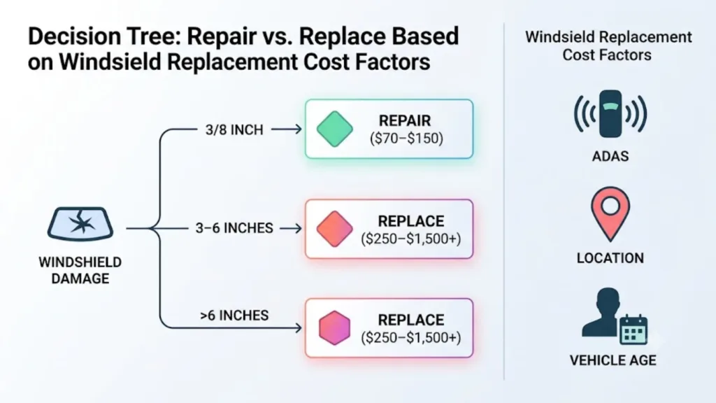 Windshield Replacement Cost Factors pricing guide comparing OEM versus aftermarket glass options