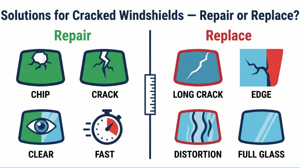 Auto Glass Repair: Fast Solutions for Cracked Windshields 3 Solutions for Cracked Windshields — before and after comparison of a repaired windshield chip