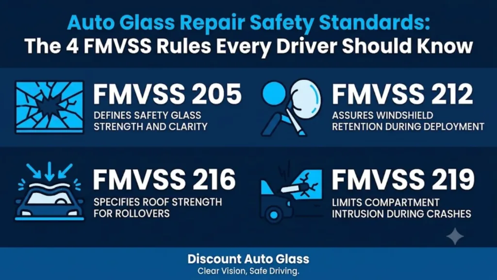 auto glass repair safety standards DOT approved OEM spec laminated glass