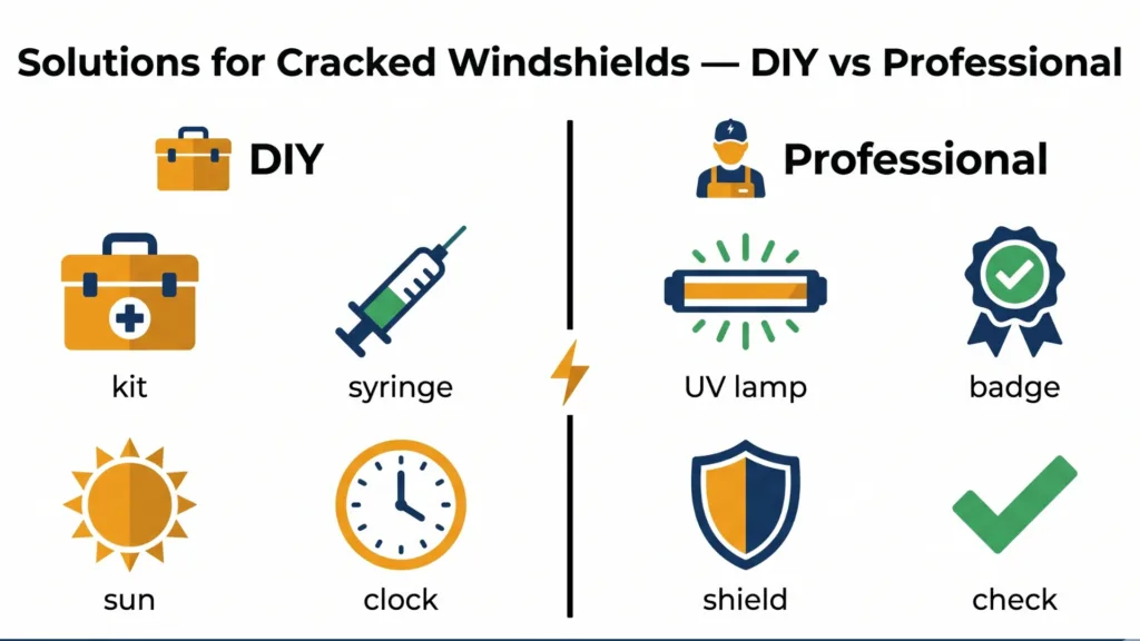 Auto Glass Repair: Fast Solutions for Cracked Windshields 4 Solutions for Cracked Windshields — close-up of UV curing process sealing a windshield crack