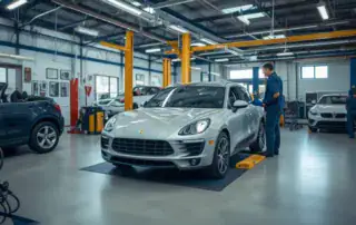 Certified technician performing windshield replacement service with ADAS calibration