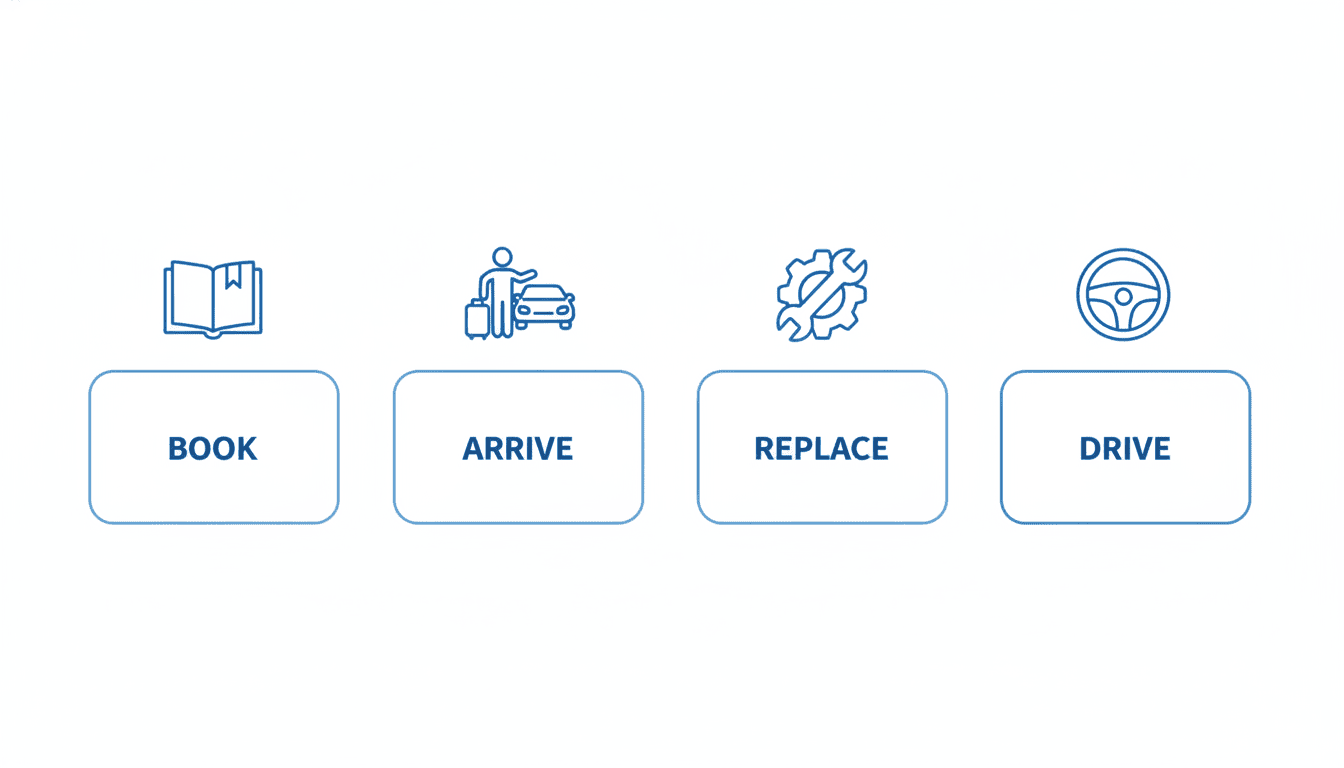 Mobile Windshield Replacement in Georgetown, TX: We Come to You 3 How mobile windshield replacement works — 4 steps: Book, Arrive, Replace, Drive