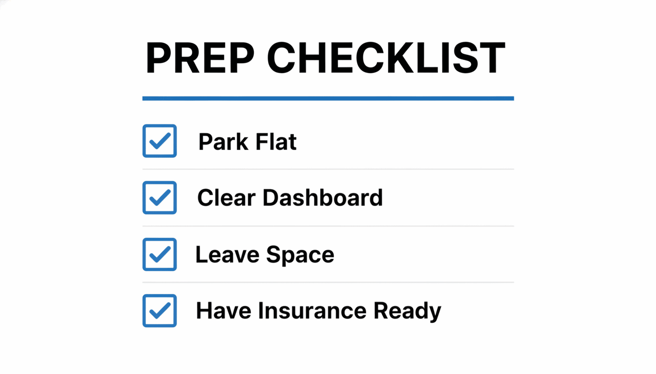 Mobile Windshield Replacement in Georgetown, TX: We Come to You 4 Mobile windshield appointment prep checklist — Park Flat, Clear Dashboard, Leave Space, Have Insurance Ready